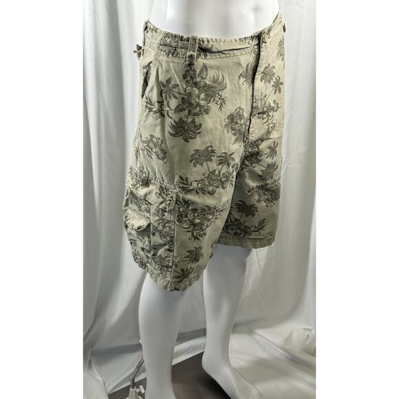 Wonderwall Broken In Cargo Shorts Tan Tropical Beach Resortware, 42, 87-24 - Picture 2 of 16